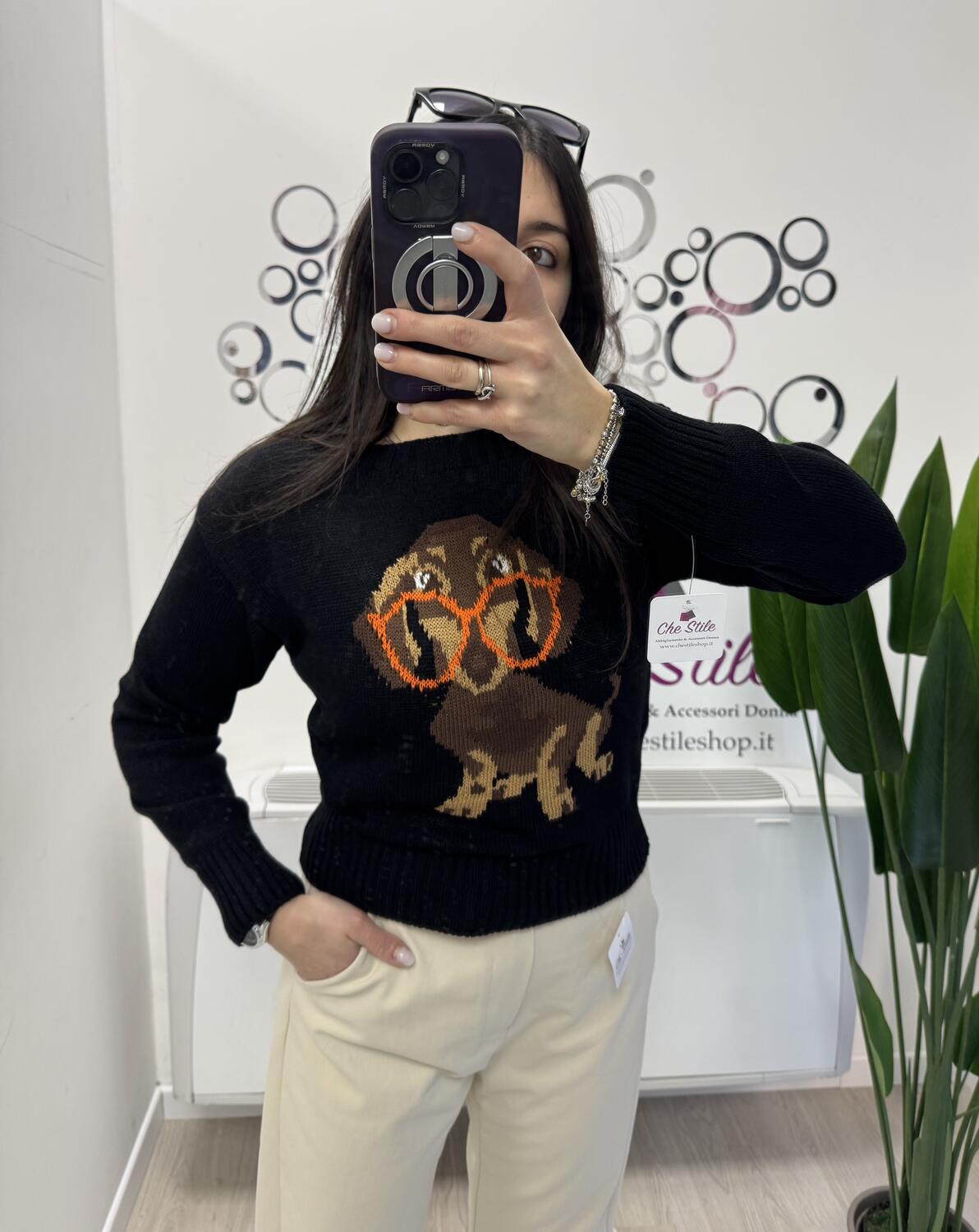 NOVITÀ Pull girocollo con bassotto