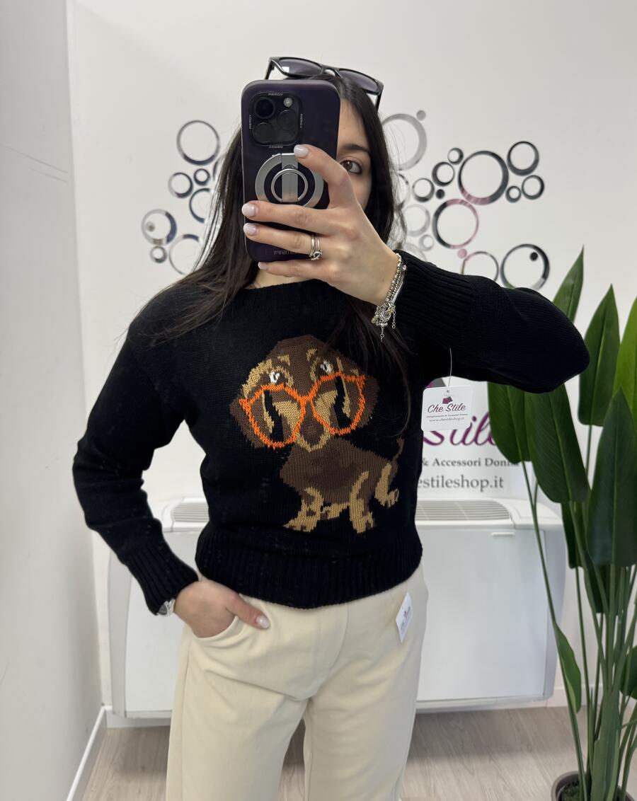 NOVITÀ Pull girocollo con bassotto