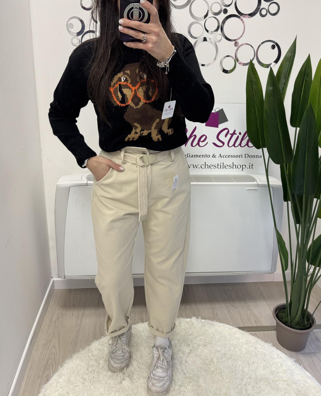 NOVITÀ Pantalone mom fit simil cotone