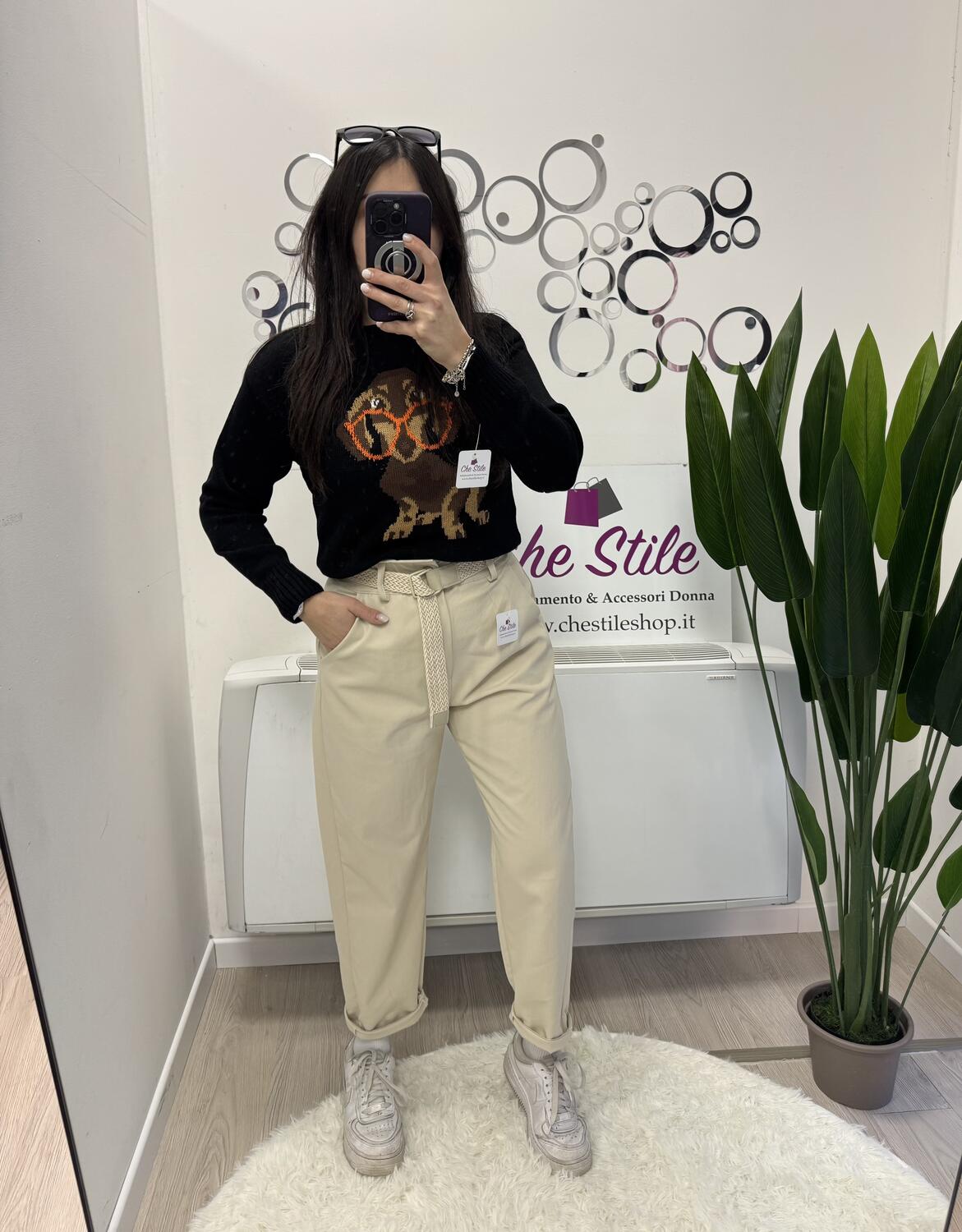NOVITÀ Pantalone mom fit simil cotone