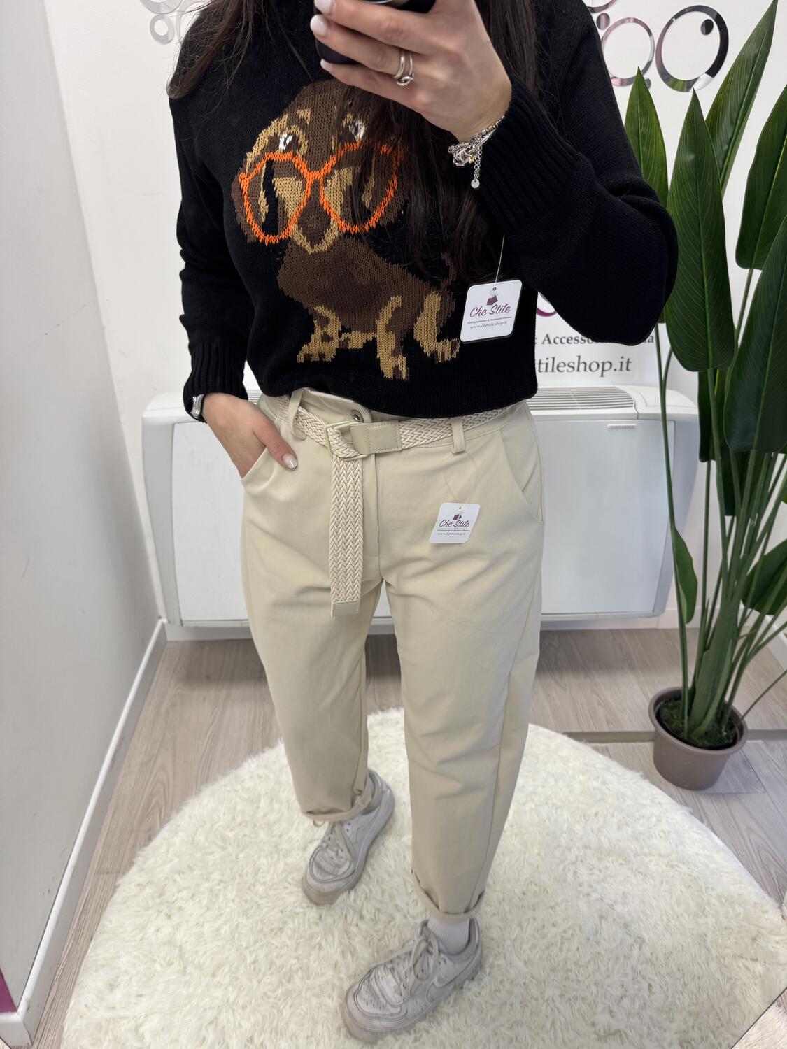 NOVITÀ Pantalone mom fit simil cotone