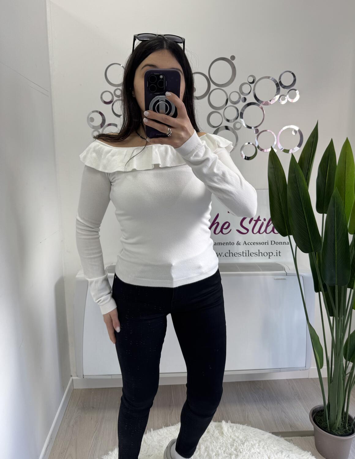 NOVITÀ Pull in viscosa scollo a barca voulant