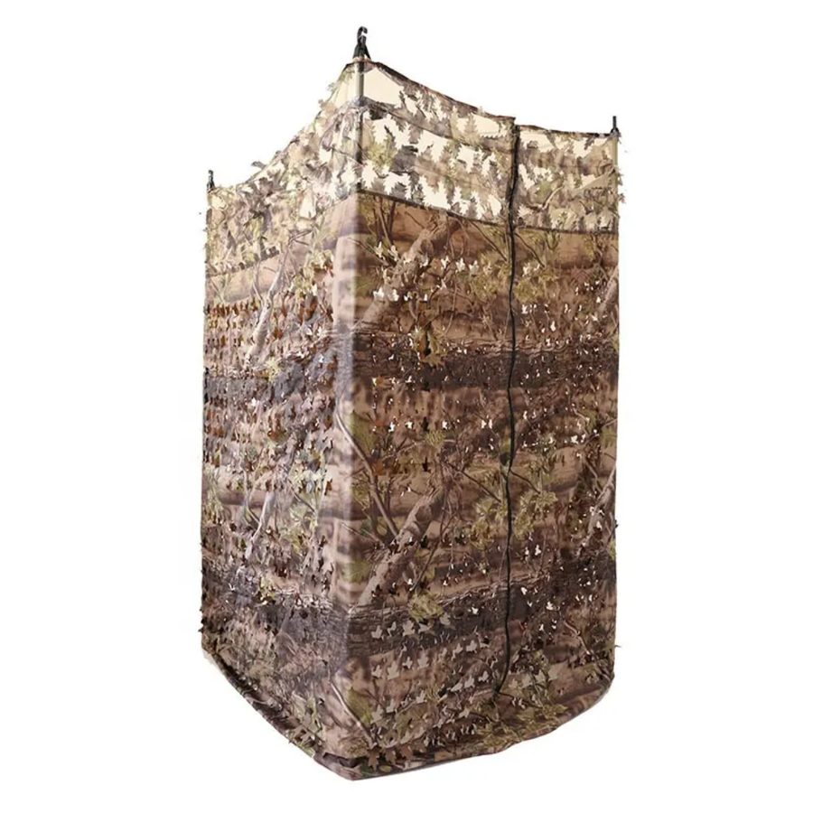 Capanno caccia a montaggio rapido con telaio in alluminio e tessuto 600d fustellato ad effetto foglie 