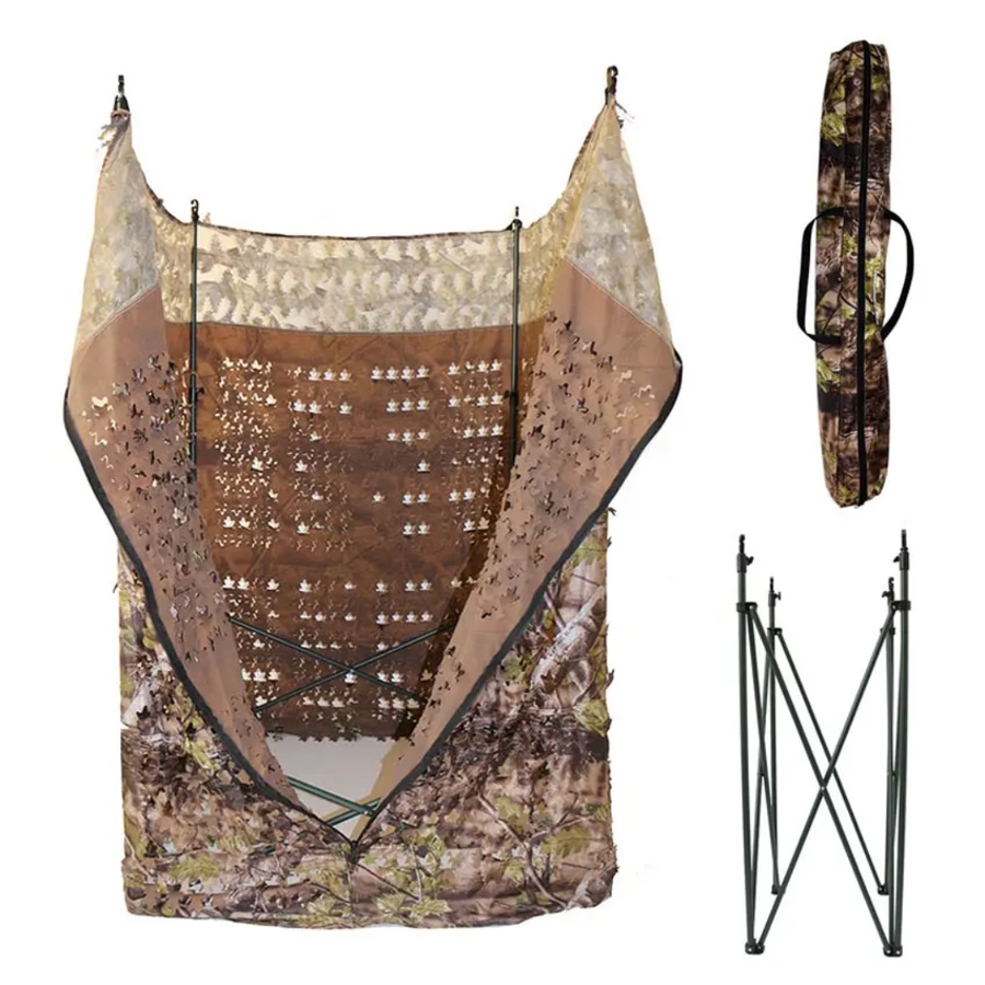 Capanno caccia a montaggio rapido con telaio in alluminio e tessuto 600d fustellato ad effetto foglie 