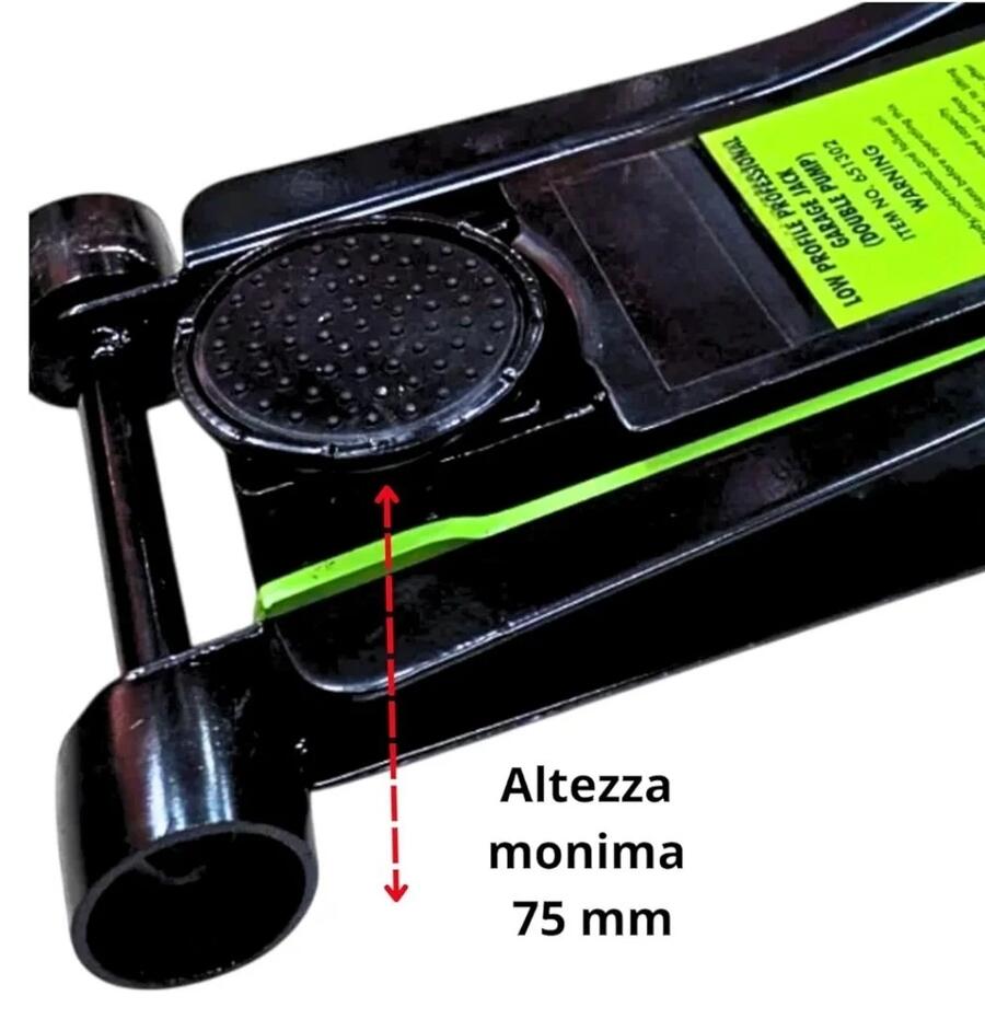 CRIC A CARRELLO RIBASSATO 5 TON CON DOPPIO PISTONE CRICK SOLLEVATORE IDRAULICO