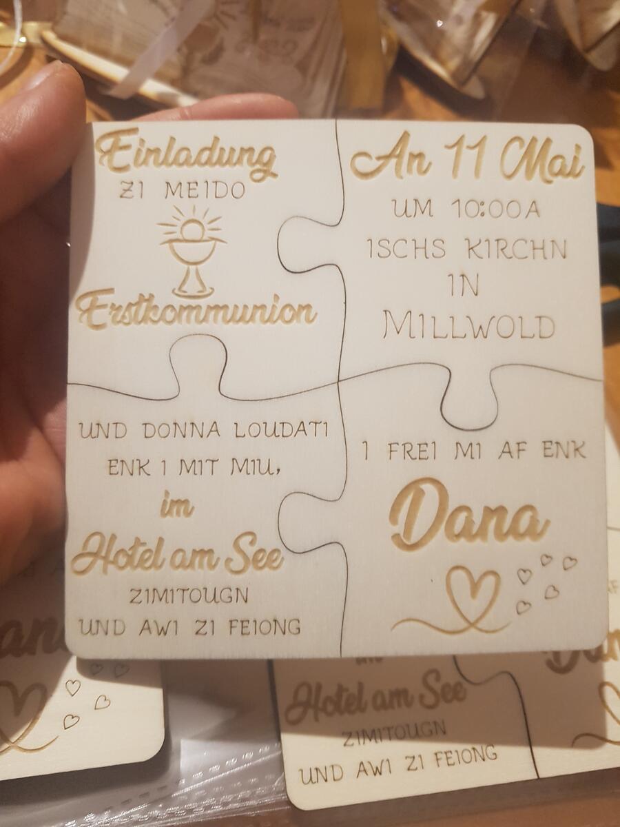 Invito Prima comunione legno Puzzle