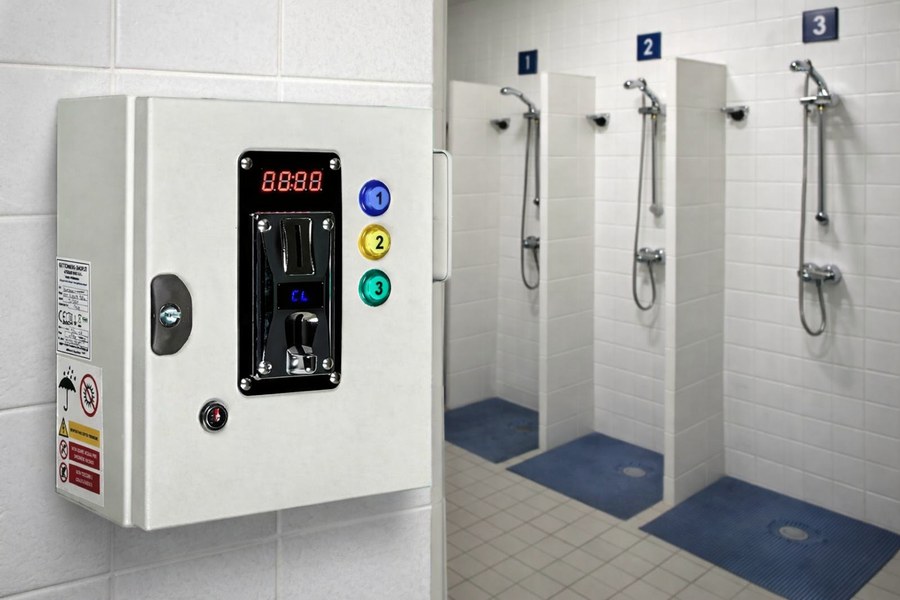 3 SHOWERS – Multi-coin timer controller with 12 Vdc solenoid valves