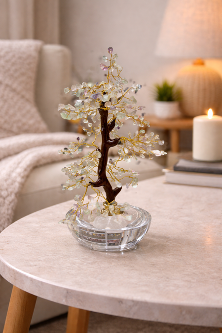 Chiaraela - Pianta Decorativa con Pietre Tiffany su Base Cachepot – H25 cm Ø8 cm