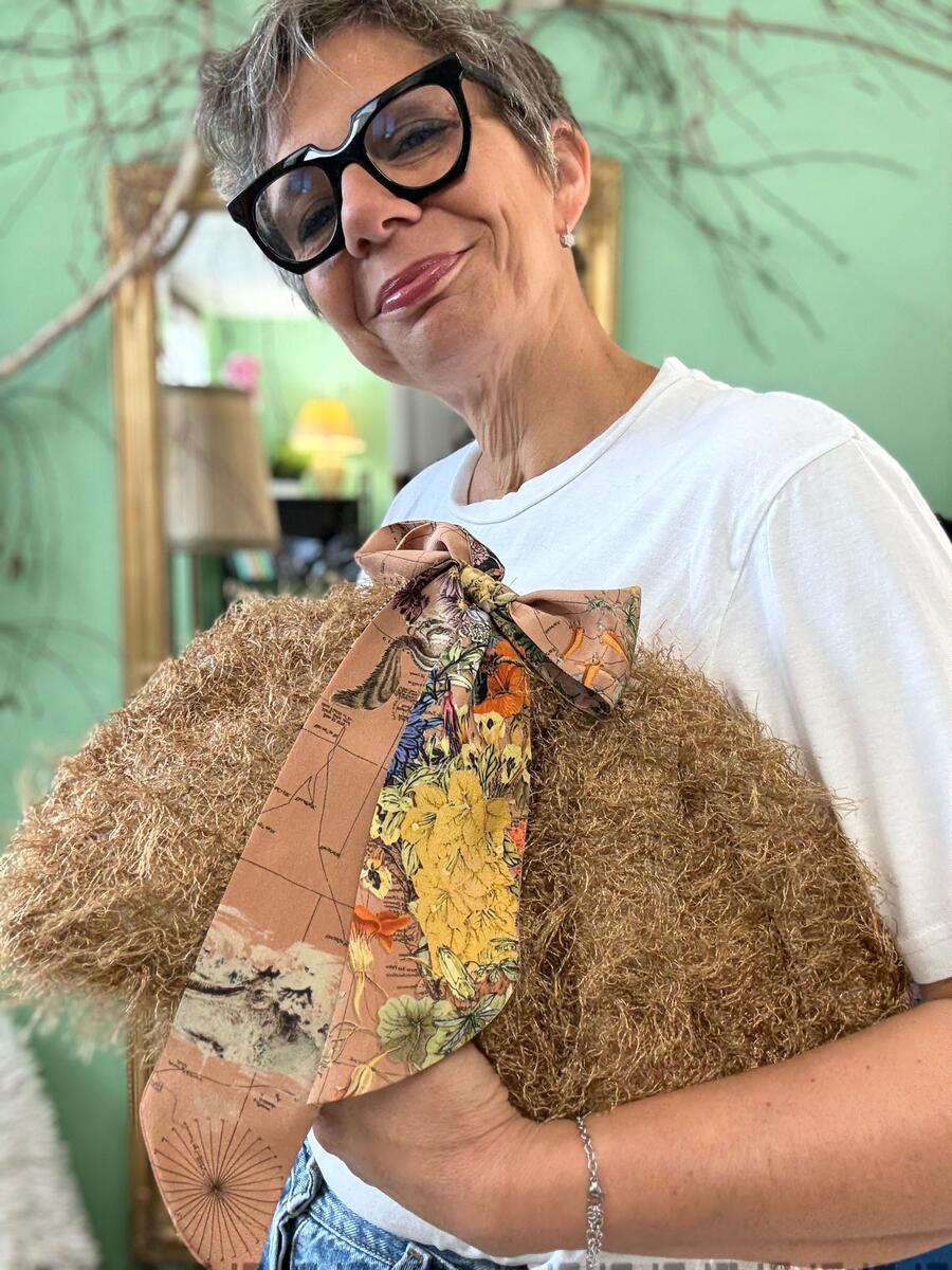 Sciarpa vinaccia e rosa pallido