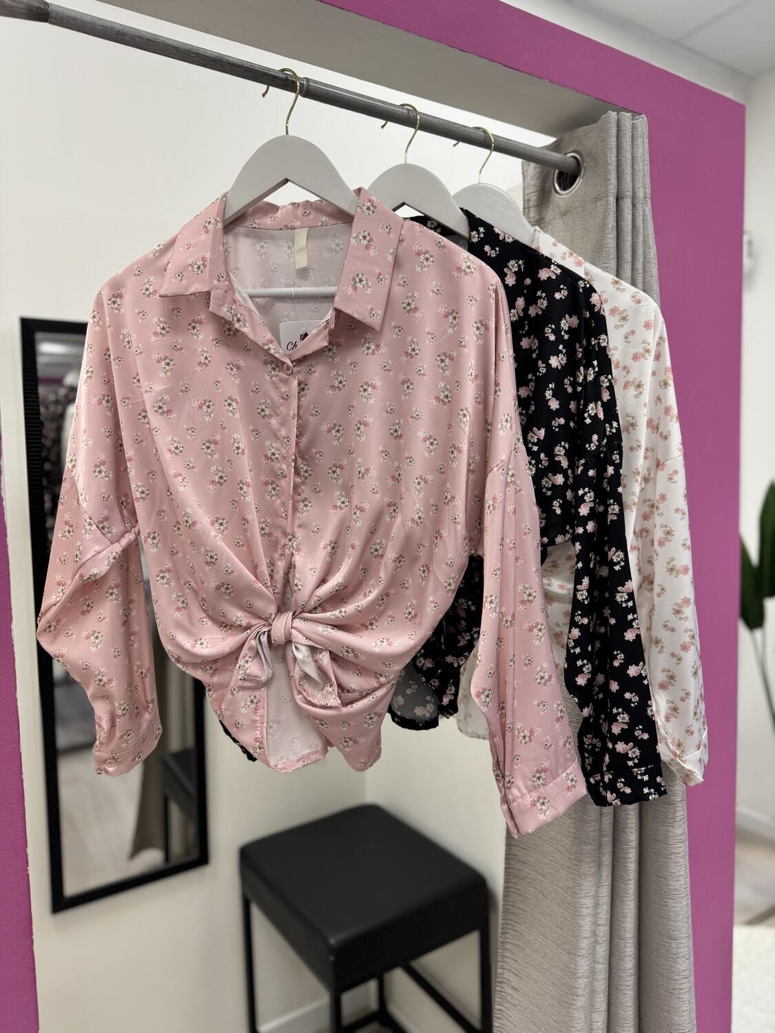 NOVITÀ Camicia fiorellini in raso