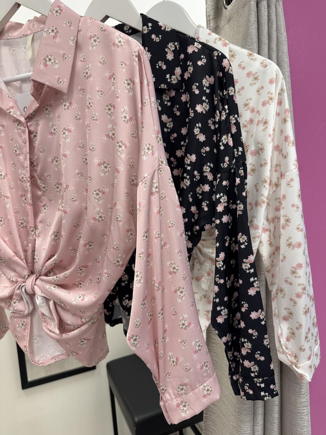 NOVITÀ Camicia fiorellini in raso