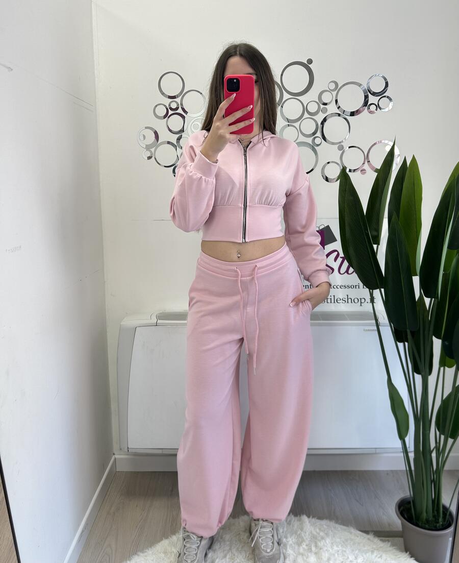NOVITÀ Felpa crop con zip e cappuccio