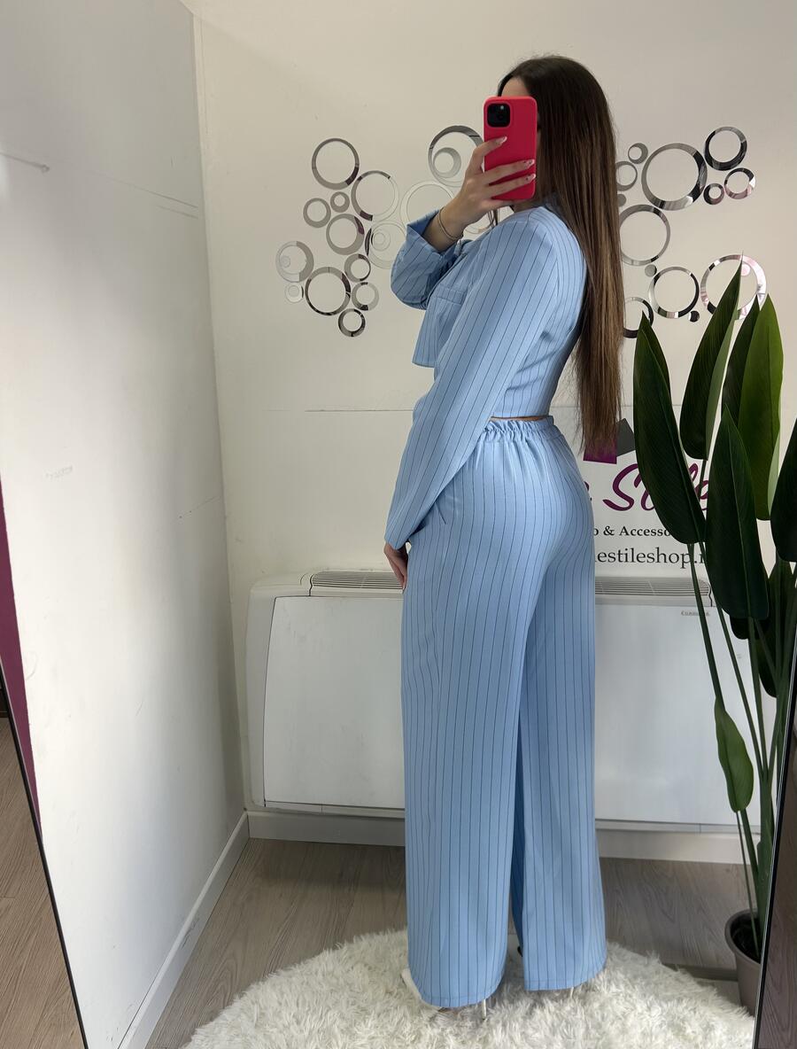 NOVITÀ Completo gessato giacca crop e pantalone palazzo