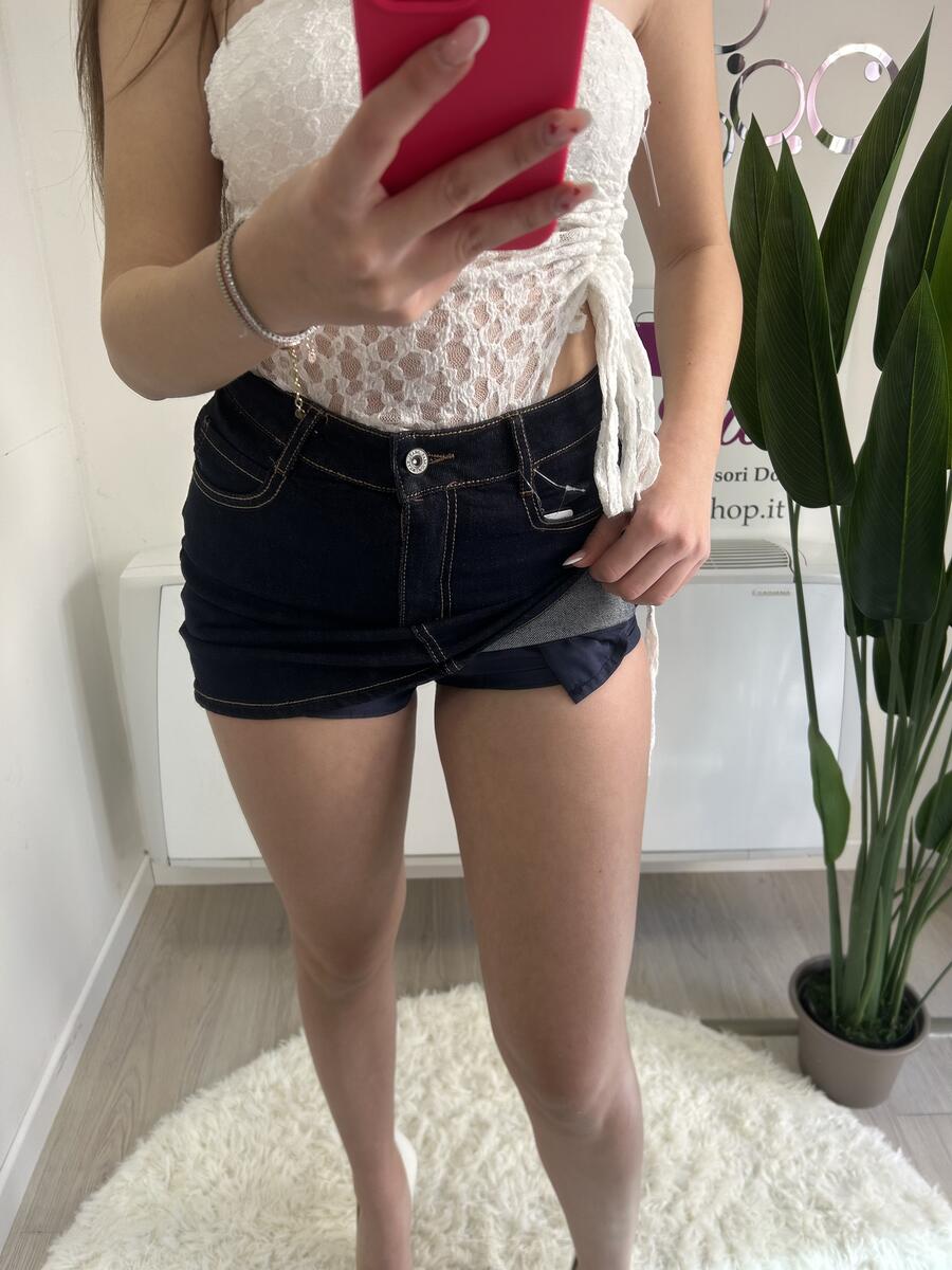 NOVITÀ Mini gonna in denim scuro (con culotte)