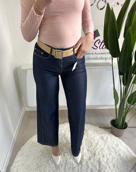 NOVITÀ Panta palazzo in cotone effetto denim