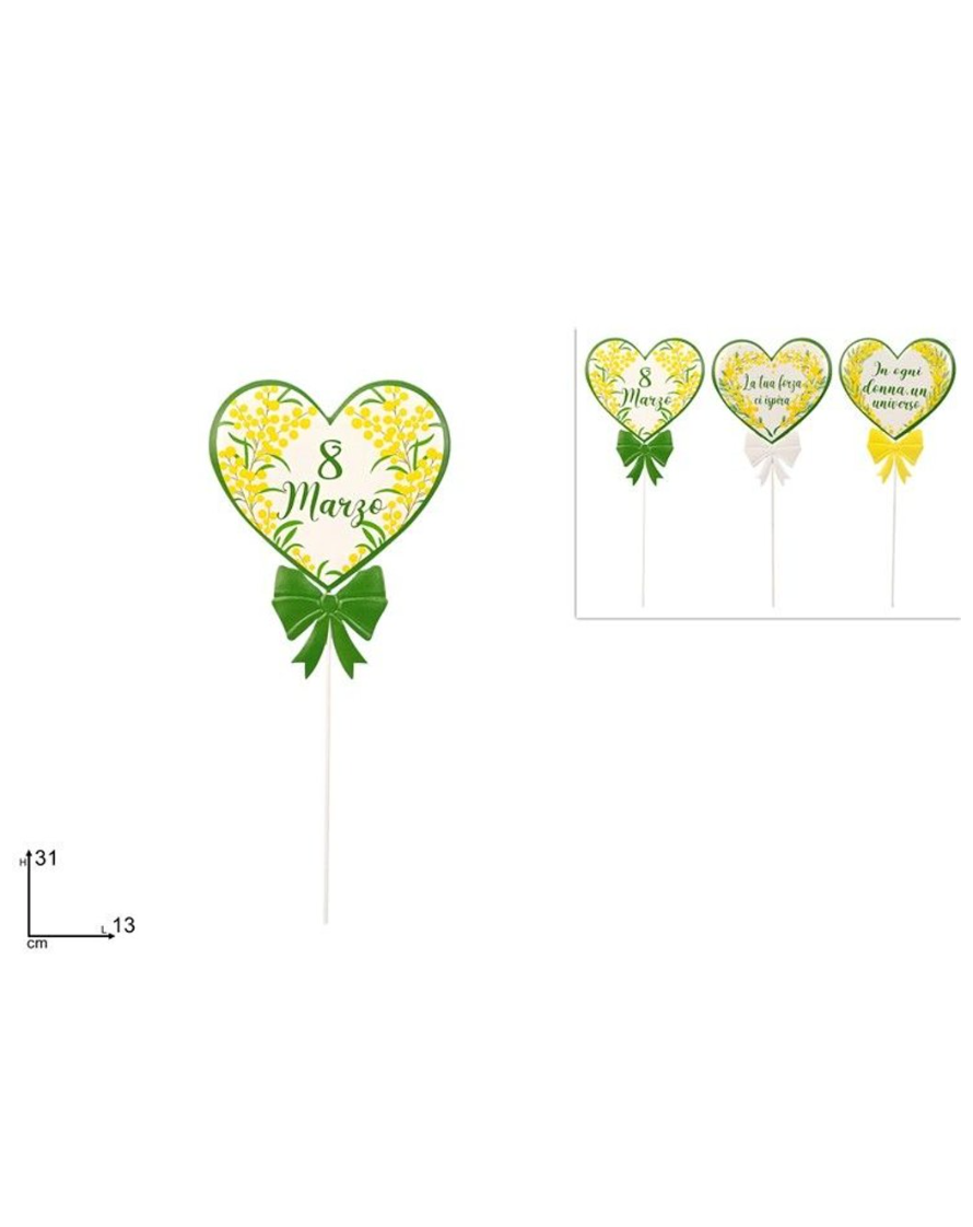 SPILLONE CUORE IN LATTA cm 31 CON FRASI ASSORTITE
 [Conf.da 12 pezzi]