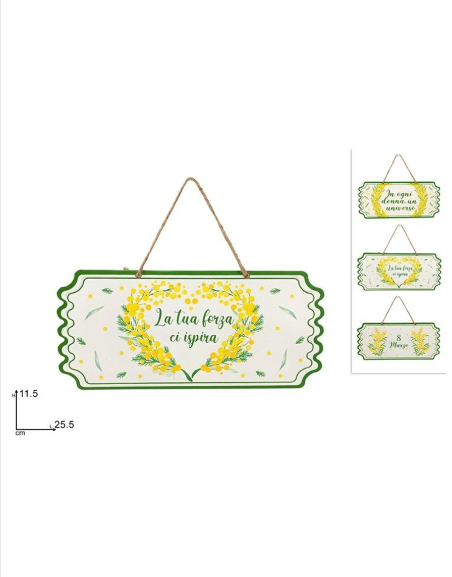 APPENDINO TARGHETTA IN LATTA CON FRASI ASSORTITE
 [Conf.da 12 pezzi]