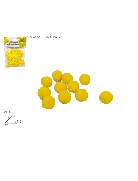 PALLINE OVATTA GIALLA (bustina da 50 pezzi)
 [Conf.da 12 bustine]