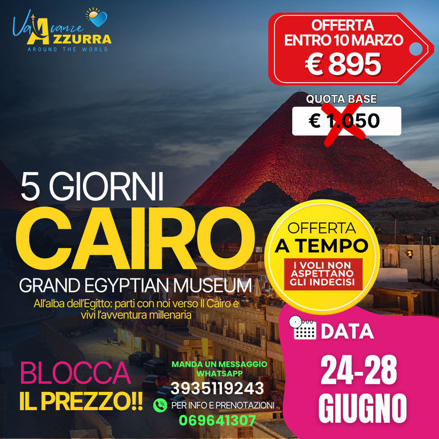  24 GIUGNO 2026 𝗡𝗢𝗩𝗜𝗧À GIUGNO - 𝟱 𝗚𝗜𝗢𝗥𝗡𝗜 𝗔𝗟 𝗖𝗔𝗜𝗥𝗢: GEM IL NUOVO MUSEO EGIZIO