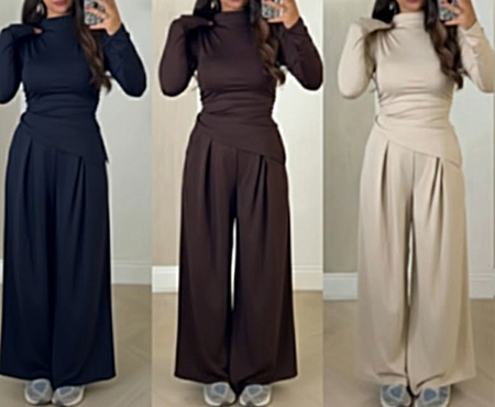 Coordinato palazzo in viscosa morbido con spalline vari colori taglia unica