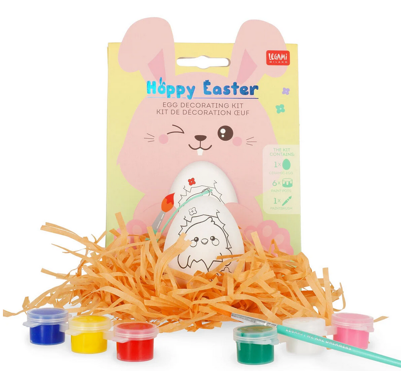 Set di 2 Penne Hoppy Easter + Kit Decorazione Uovo + 2 Coniglietti Pasquali