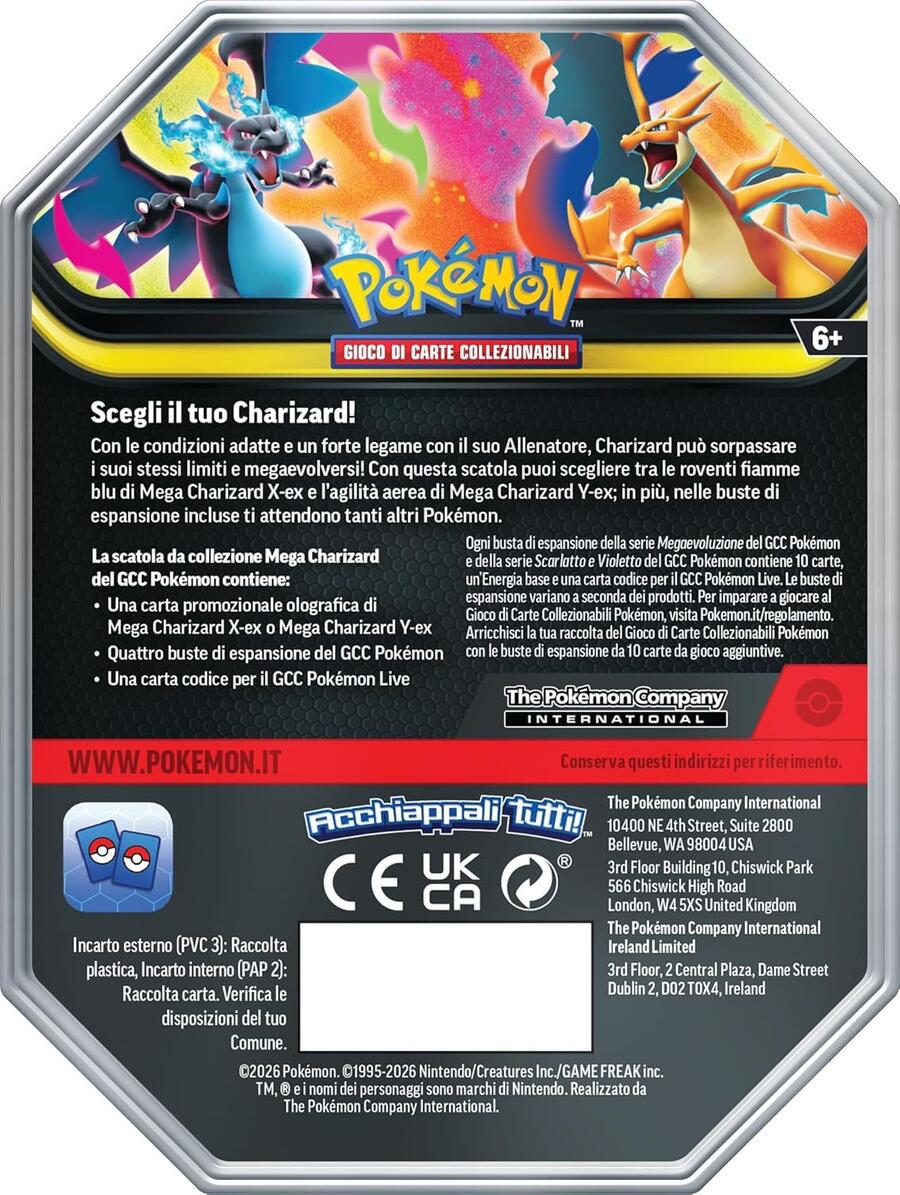 Pokémon: scatola da collezione Mega Charizard/Mega Charizard Y-ex del GCC Pokémon (quattro buste di espansione e una carta promozionale olografica), Edizione in Italiano