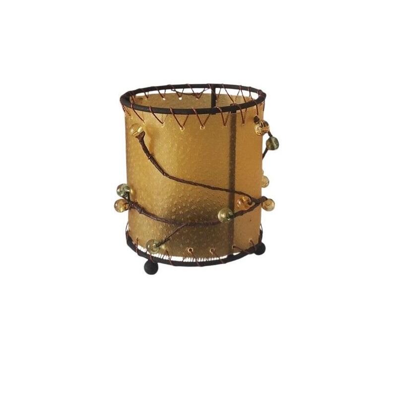 Portacandela Artigianale in Pelle e Perline – Design Etnico 10x8 cm – 4 pezzi