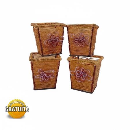 Portacandele Artigianali "Glow & Amber"– Atmosfere Boho Chic -Set 4 pezzi