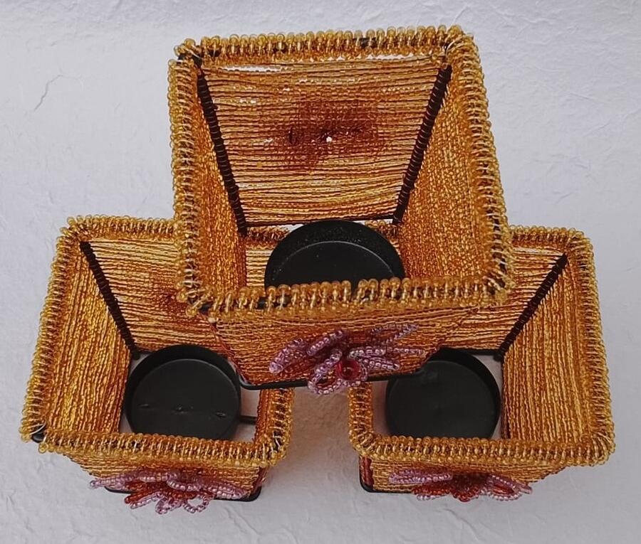 Portacandele Artigianali "Glow & Amber"– Atmosfere Boho Chic -Set 4 pezzi