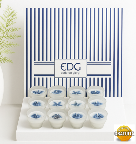 Confezione 12 Candele Profumate Marine EDG – Decorazioni con Conchiglie e Stelle Marine