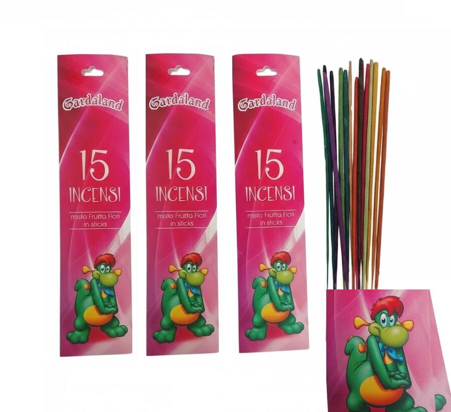  3 Confezioni Incensi Gardaland – 45 Bastoncini Misto Frutta e Fiori – Originali