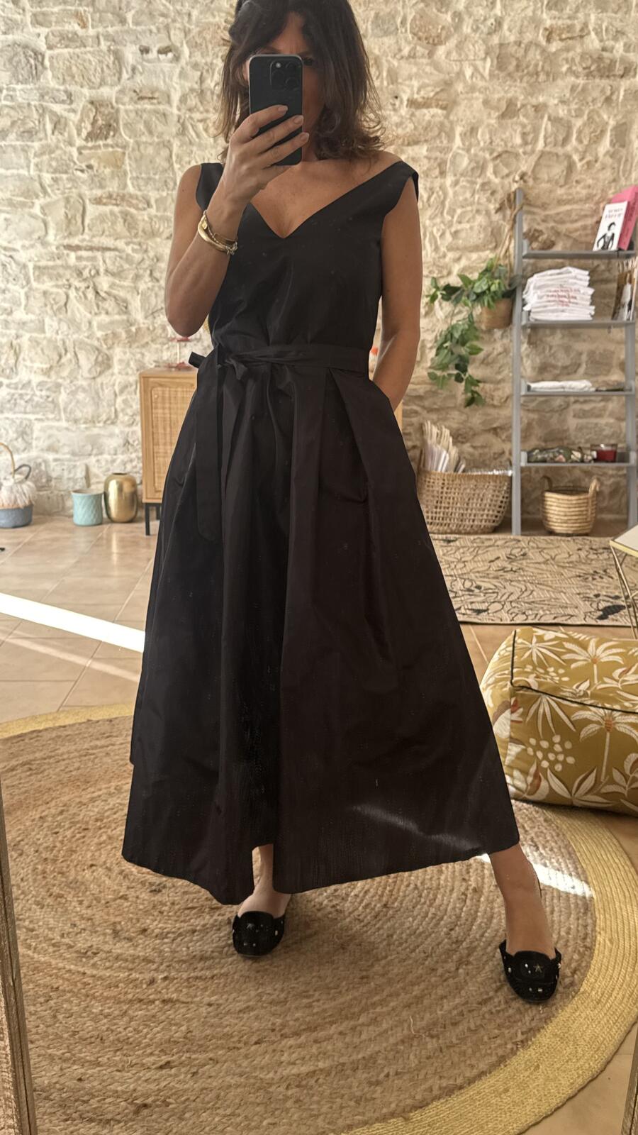Black Dress Taffeta pura seta