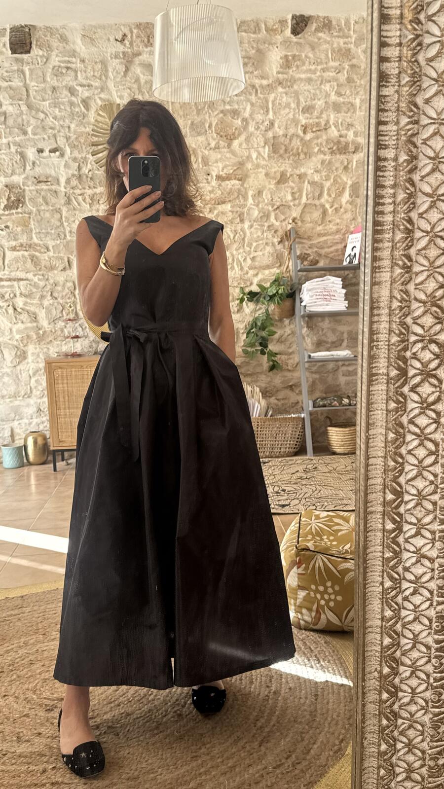 Black Dress Taffeta pura seta