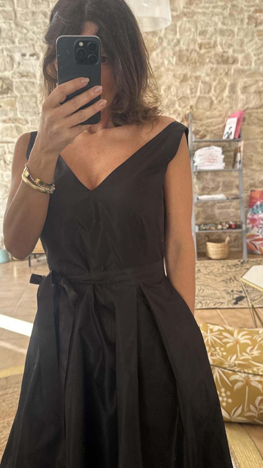 Black Dress Taffeta pura seta