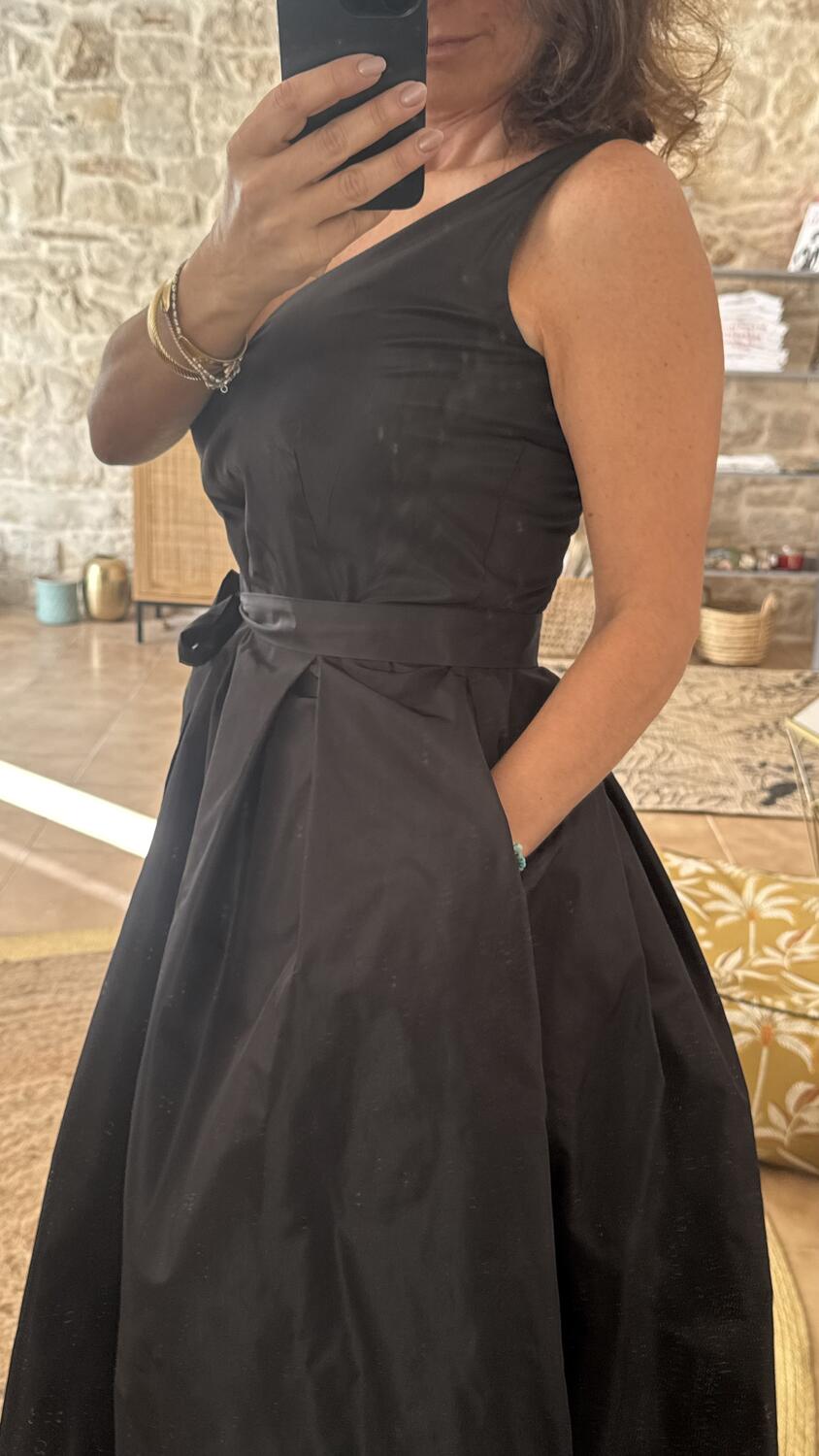 Black Dress Taffeta pura seta