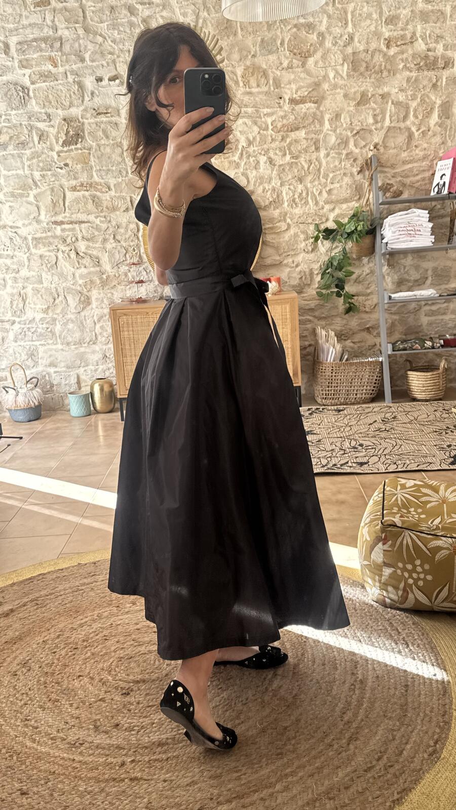 Black Dress Taffeta pura seta