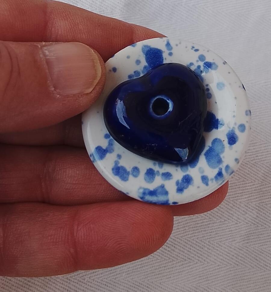 Set Benessere – Porta Incenso con Cuore Blu + 48 Incensi Assortiti