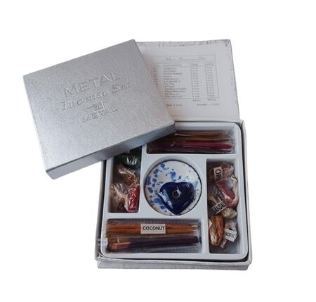 Set Benessere – Porta Incenso con Cuore Blu + 48 Incensi Assortiti