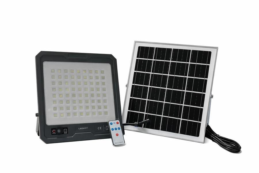FARO SOLARE 2000W FARETTO FOTOVOLTAICO TELECOMANDO LE-421 LED CREPUSCOLARE IP66