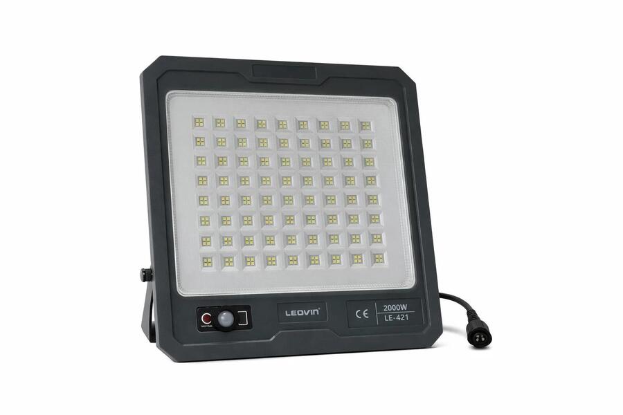 FARO SOLARE 2000W FARETTO FOTOVOLTAICO TELECOMANDO LE-421 LED CREPUSCOLARE IP66
