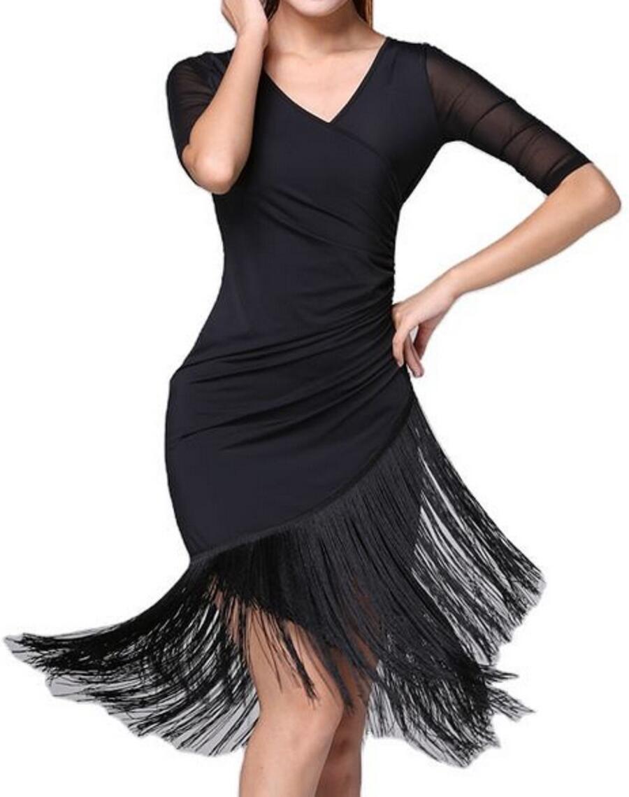 Abito con Frange e manichette in tulle 4-0164