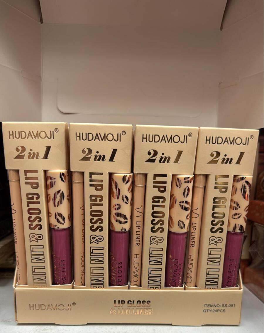 HUDAVIOJI 2 IN 1 LIPGLOSS & LIP LINER
 [Conf.da 24 pezzi]