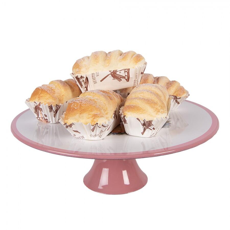 Clayre & Eef - Vassoio Portatorta su Piede in Resina Bianco Ø 29 cm 