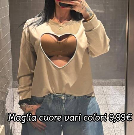 Maglia manica lunga con cuore vari colori taglia unica