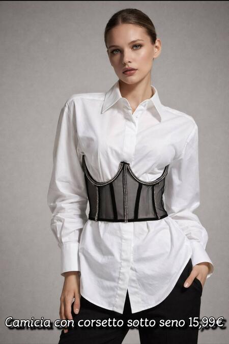 Camicia cotone con corpetto taglia unica
