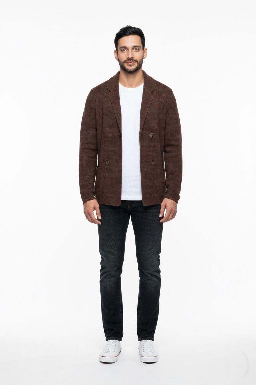 Over-d Cardigan Doppio Petto Moro