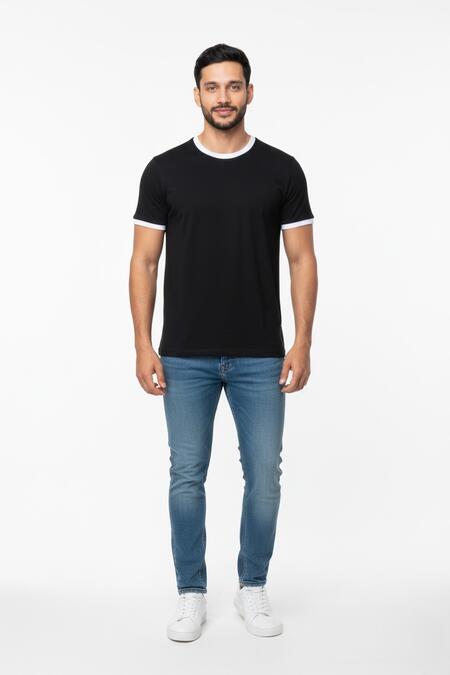 Over-d T-shirt Con Bordo a Contrasto Nero