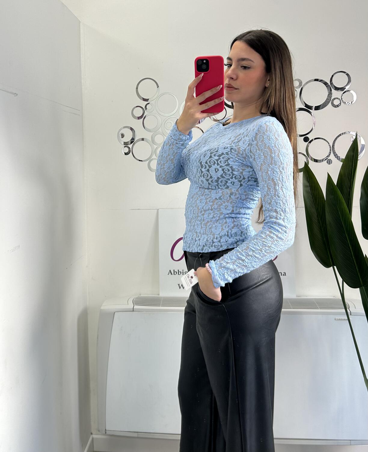 NOVITÀ Maglia trasparente in pizzo scollo asimmetrico