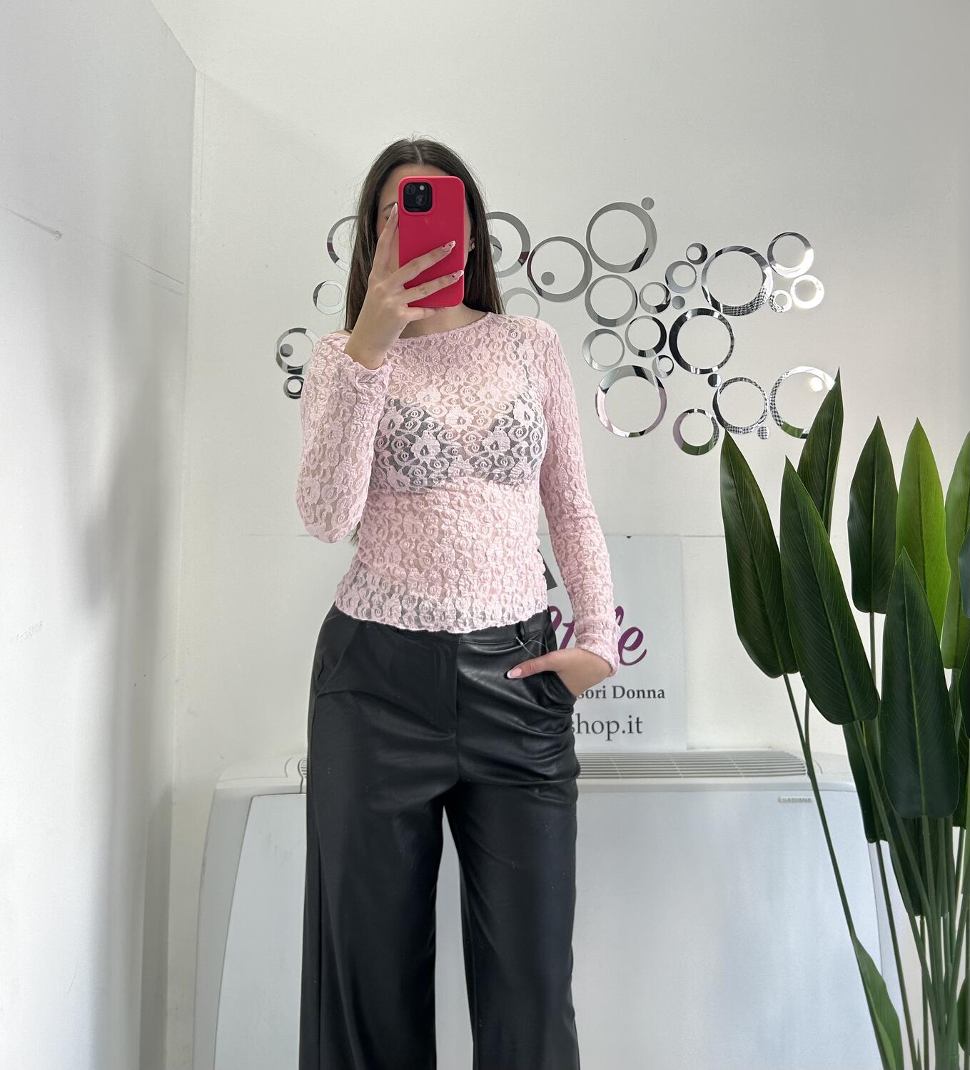 NOVITÀ Maglia trasparente in pizzo scollo asimmetrico