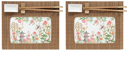 Easy Life – Set sushi in porcellana e bambù “Jardins d’Orient” con scatola regalo (2 persone)